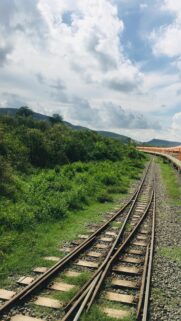 Scenic Train Tracks Through Tropical Hills Mobile Wallpaper