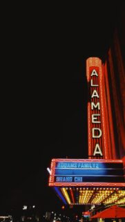 Alameda Theater Neon Lights at Night Aesthetic Phone Wallpaper