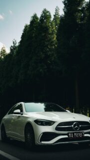 Elegant White Mercedes-Benz C-Class Luxury Car Mobile Wallpaper