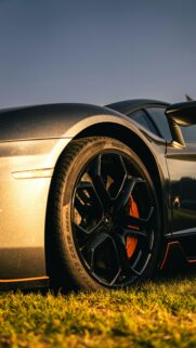 Stunning Grey Lamborghini Sports Car Close-Up Mobile Wallpaper