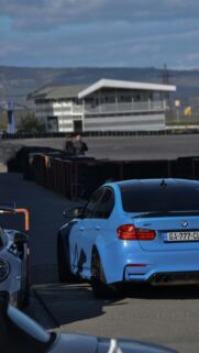 Stunning Light Blue BMW M3 F80 Track Day Performance Wallpaper