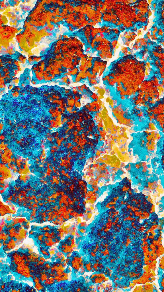 Abstract Painted Grunge Texture in Vibrant Blue and Orange Wallpaper