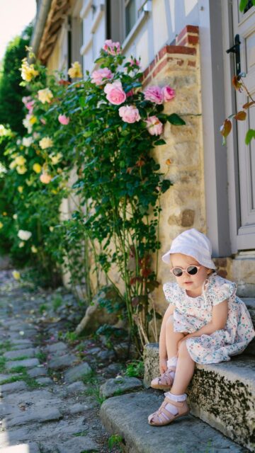 Cute Toddler Girl in Floral Dress and Sunglasses Wallpaper