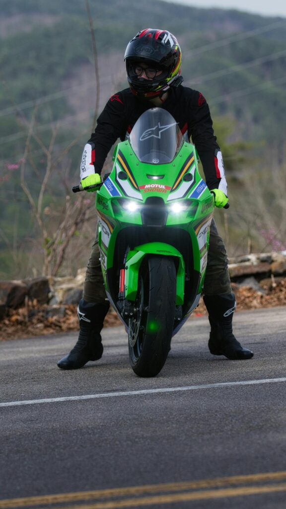 Kawasaki Ninja ZX-10R Superbike Rider Portrait Mobile Wallpaper