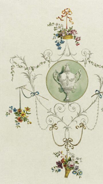 Elegant Vintage Floral Urn Botanical Art Design Phone Wallpaper