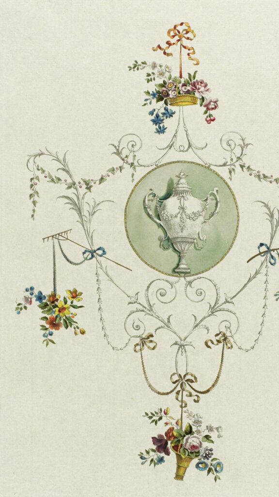 Elegant Vintage Floral Urn Botanical Art Design Phone Wallpaper