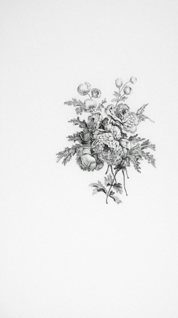 Elegant Vintage Botanical Floral Sketch Minimalist Phone Wallpaper