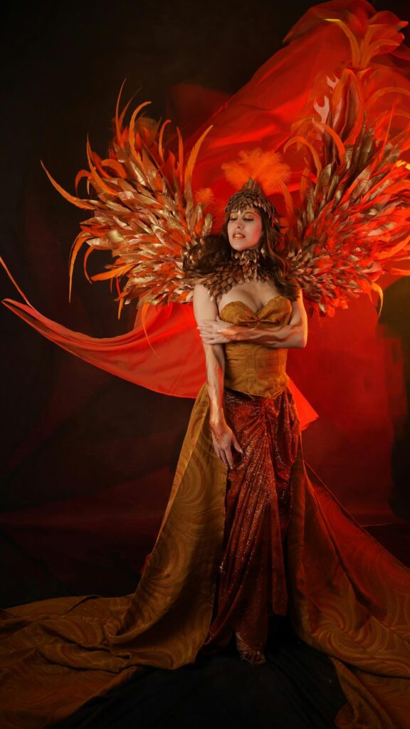 Stunning Phoenix Goddess Fantasy Cosplay Mobile Wallpaper