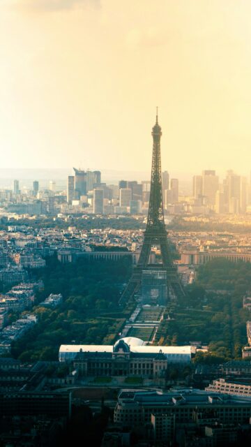 Eiffel Tower Paris Golden Hour Sunset Skyline Mobile Wallpaper