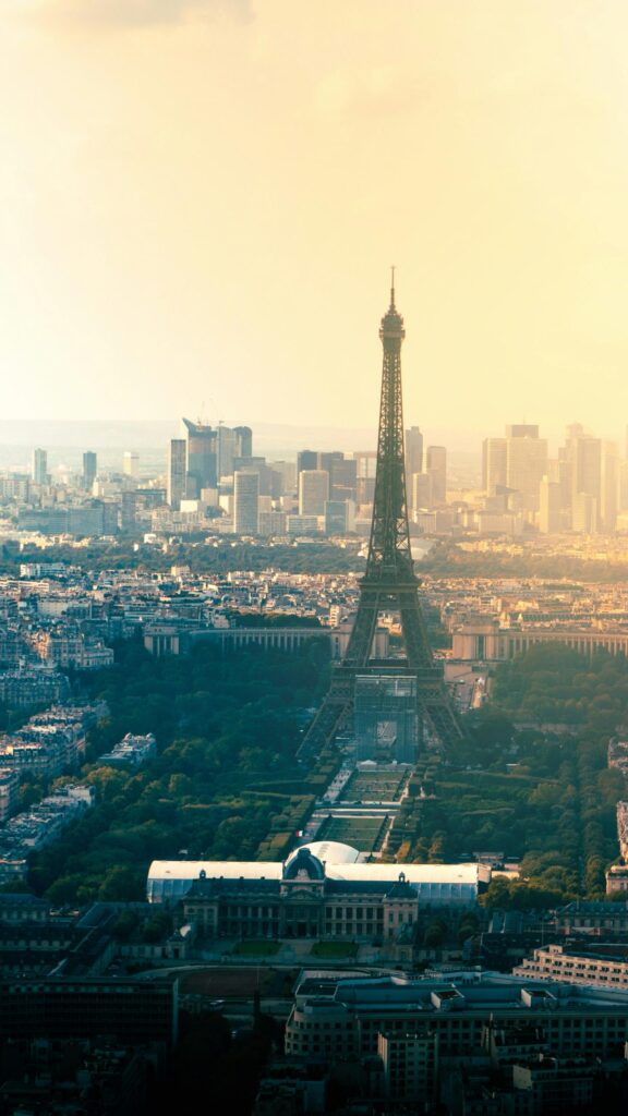 Eiffel Tower Paris Golden Hour Sunset Skyline Mobile Wallpaper