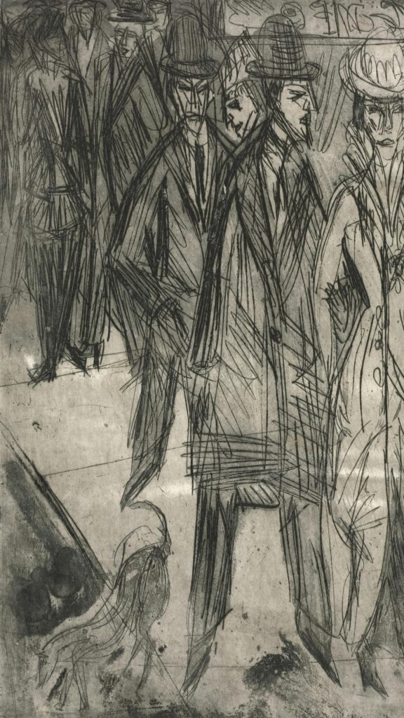 Artistic Expressionist Sketch Street Scene Phone Wallpaper