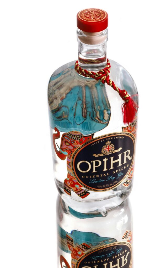 Opihr Oriental Spiced Gin Bottle Close Up 4K Phone Wallpaper