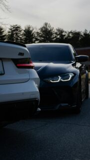 Dual BMW M Sport Sedans Black and White Aesthetic Wallpaper