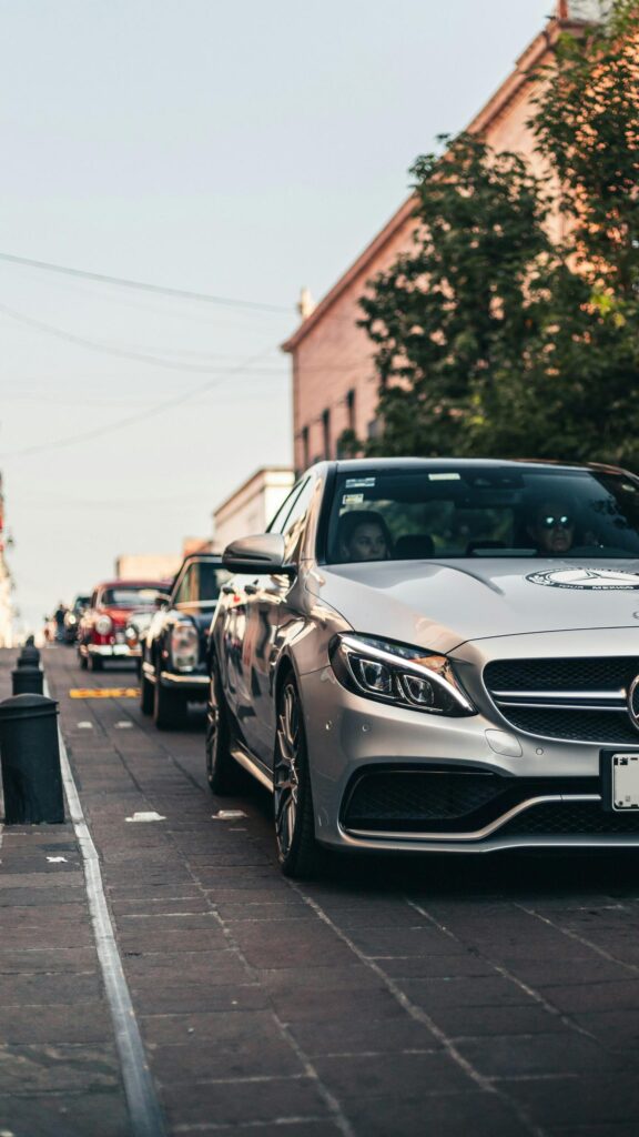 Stunning Silver Mercedes-Benz C-Class Luxury Car Mobile Wallpaper