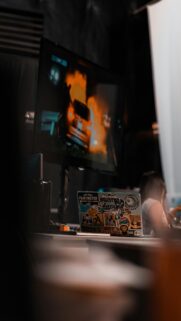 Creative Film Studio Desk with Laptop and Screen Monitor Wallpaper
