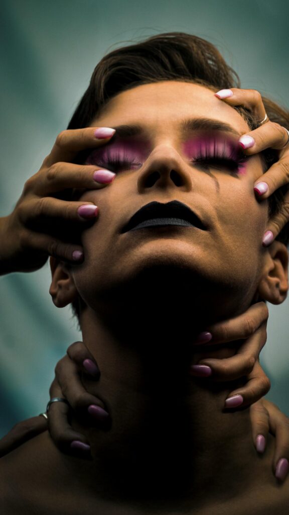 Surreal Artistic Portrait with Multiple Hands Mobile Wallpaper