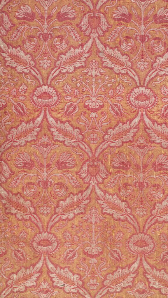 Vintage Damask Red and Gold Floral Pattern Phone Wallpaper