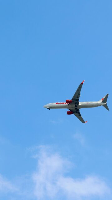 Lion Air Passenger Plane Flying Against Clear Blue Sky Wallpaper