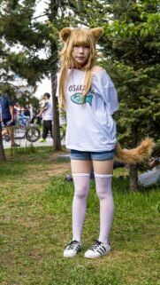 Cute Anime Cat Girl Cosplayer Wearing Osaka Fish Shirt Wallpaper