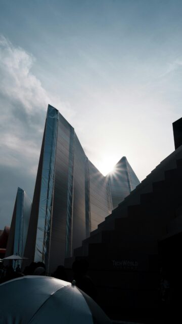 Futuristic Tech World Architectural Sunburst Mobile Wallpaper