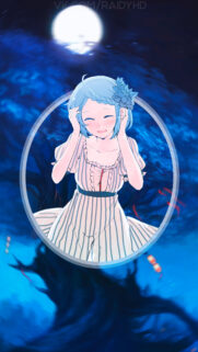 Rem from Re Zero Anime Girl with Blue Hair Under Moonlight Wallpaper