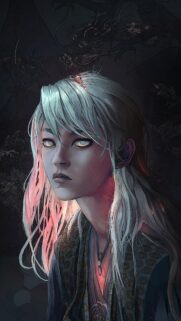 Mystical Anime Girl with Glowing Eyes and Ethereal Aura Mobile Wallpaper