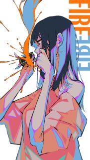 Anime Girl Aesthetic Wallpaper with Orange Paint Splatter and Retro Style