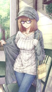 Beautiful Anime Girl with Glasses and Stylish Hat Wallpaper for Mobile