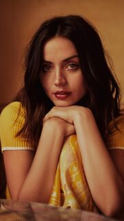 Ana de Armas Portrait in Yellow Top High Quality Mobile Wallpaper