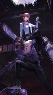 Makima and Denji Chainsaw Man Dark Aesthetic Mobile Wallpaper