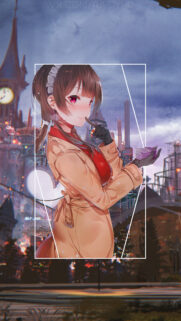 Anime Girl in Trench Coat Aesthetic Wallpaper for Mobile Phone