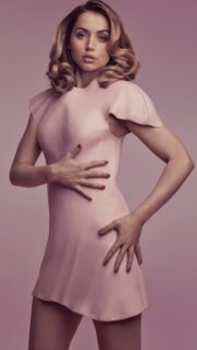 Ana de Armas Elegant Pink Dress Portrait Mobile Wallpaper