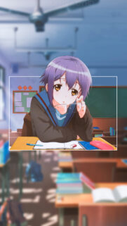Cute Anime Girl Studying in Classroom Wallpaper for Mobile Phone