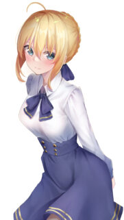 Beautiful Saber Artia Pendragon Anime Girl Wallpaper in Elegant Outfit