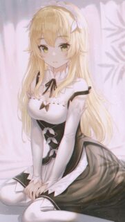 Beautiful Blonde Anime Girl in Elegant Maid Outfit Wallpaper