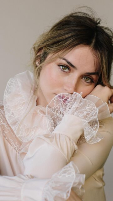 Stunning Ana de Armas Portrait in Vintage Lace Blouse High Quality Mobile Wallpaper