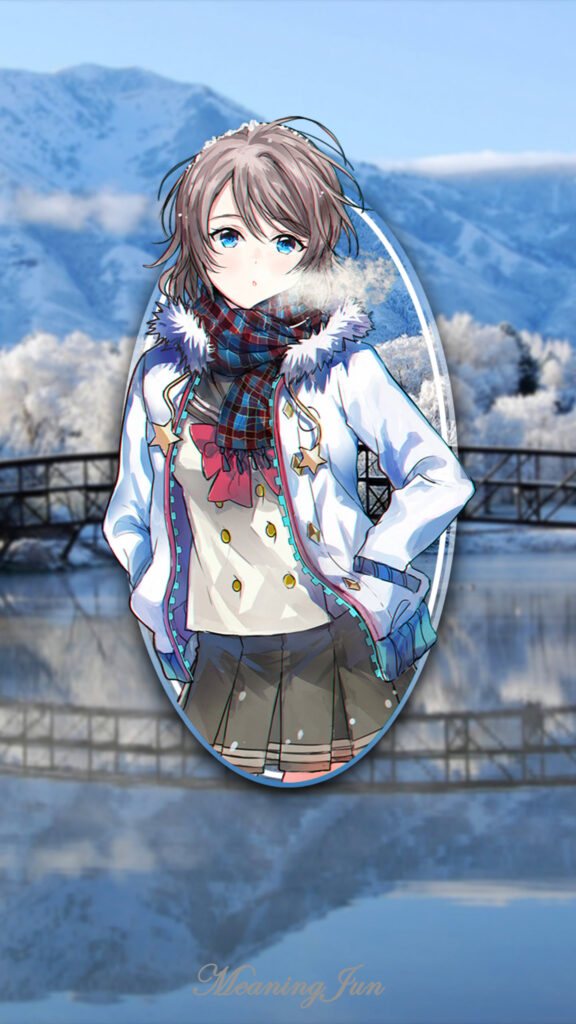 Anime Girl Winter Snow Landscape Mobile Wallpaper HD