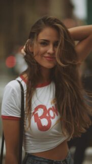 Stunning Portrait of Eiza Gonzalez in Casual Streetwear Mobile Wallpaper