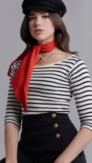 Dua Lipa Stylish Nautical Fashion Portrait High Quality Wallpaper