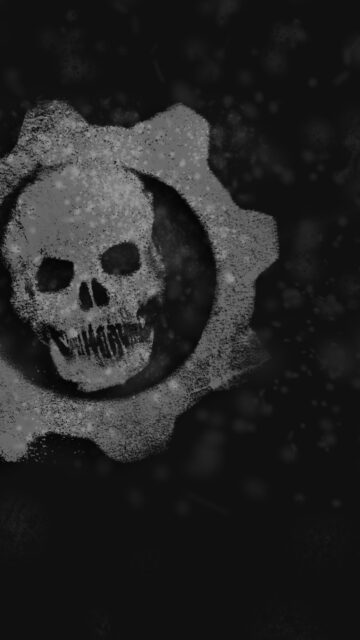 Gears of War Skull Cog Emblem Aesthetic Mobile Wallpaper for Gaming Fans