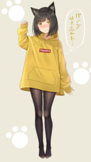 Cute Cat Girl in Yellow Hoodie Anime Wallpaper HD