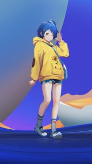 Anime Girl in Yellow Hoodie Aesthetic Mobile Wallpaper for Smartphone