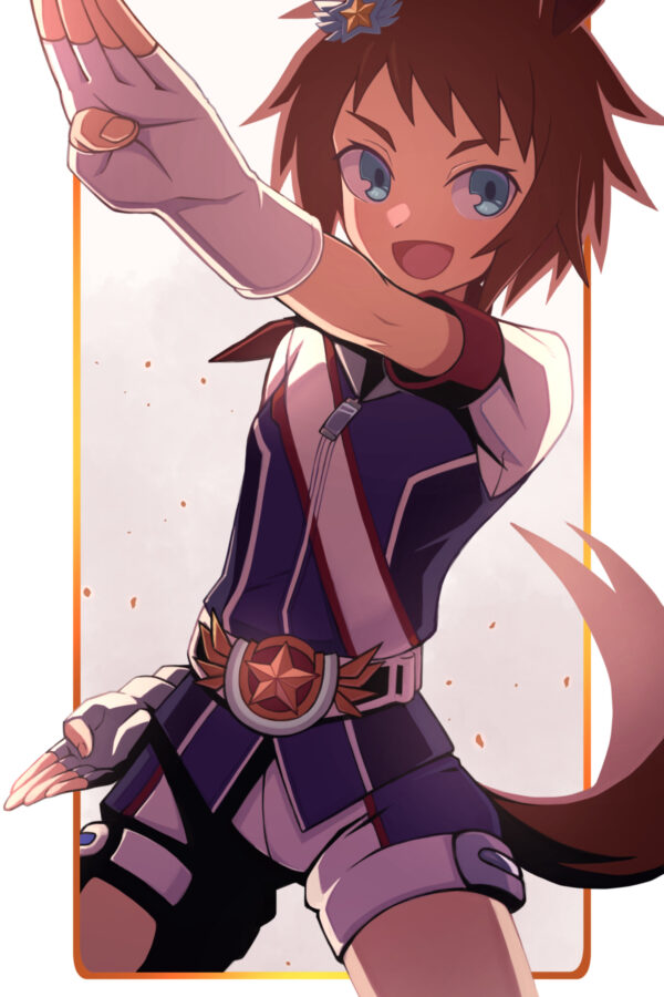 Biko Pegasus Uma Musume Anime Character Justice Tarot Card Style Wallpaper