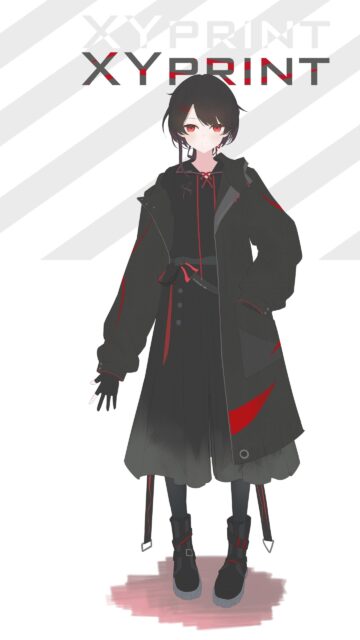 Anime Girl in Cyberpunk Techwear Outfit Red and Black Minimalist Style Wallpaper