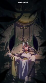 Anime Warrior Sitting on Ancient Throne Wallpaper High Quality Digital Art