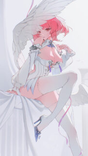 Stunning Anime Angel Girl in White Dress High Quality Mobile Wallpaper