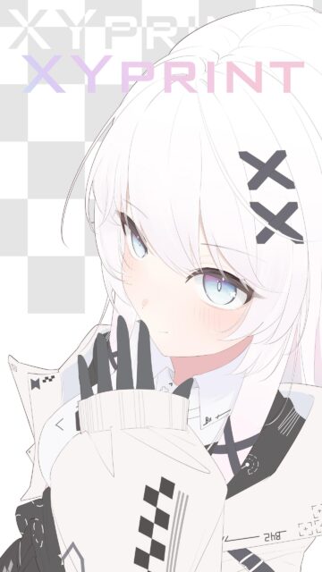 Anime Girl with White Hair and Cyberpunk Aesthetic Phone Wallpaper
