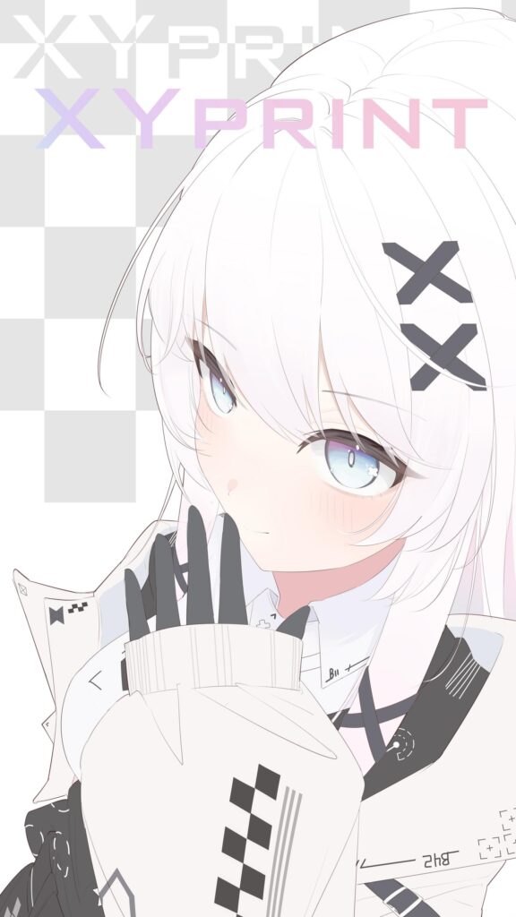 Anime Girl with White Hair and Cyberpunk Aesthetic Phone Wallpaper