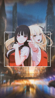 Anime Girls Kakegurui Dynamic Duo City Background Wallpaper for Mobile