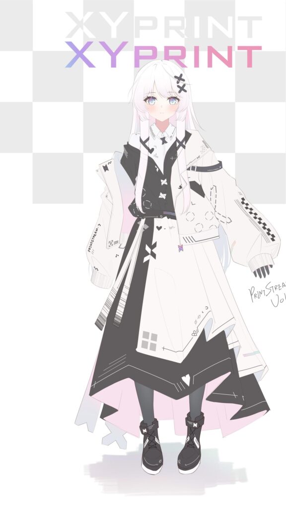 Anime Girl Printstream Techwear Aesthetic Wallpaper for Mobile
